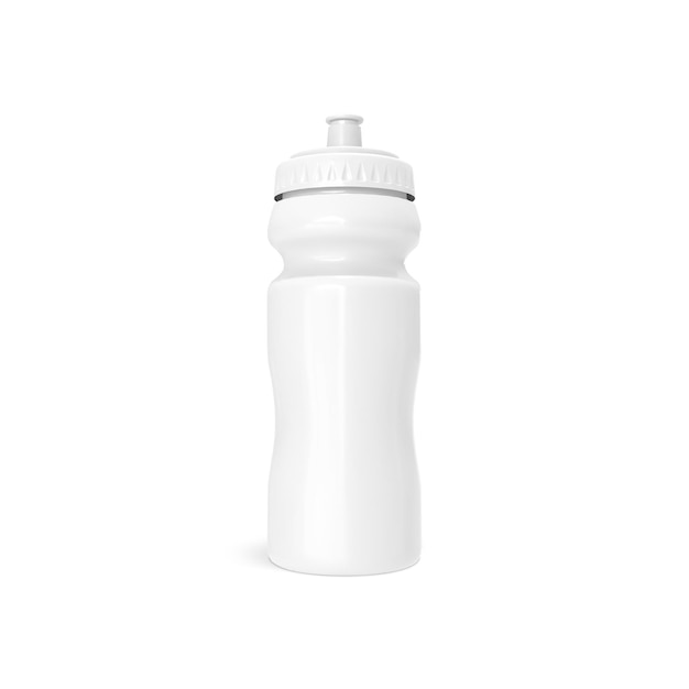 Plantilla de botella blanca de plástico en blanco aislada en un fondo blanco