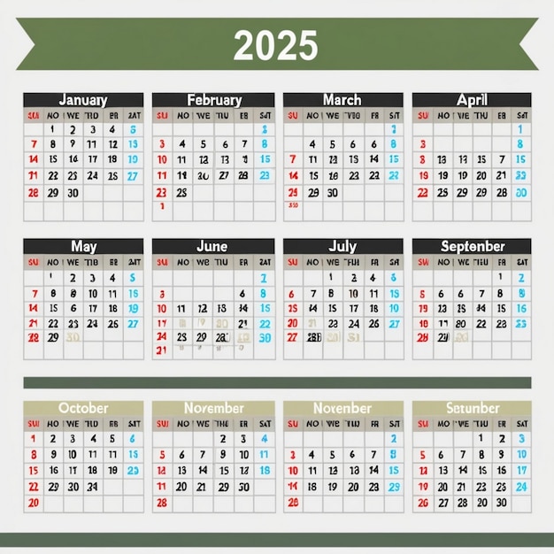 Plantilla para el calendario de 2025 Imagen Premium generada con IA