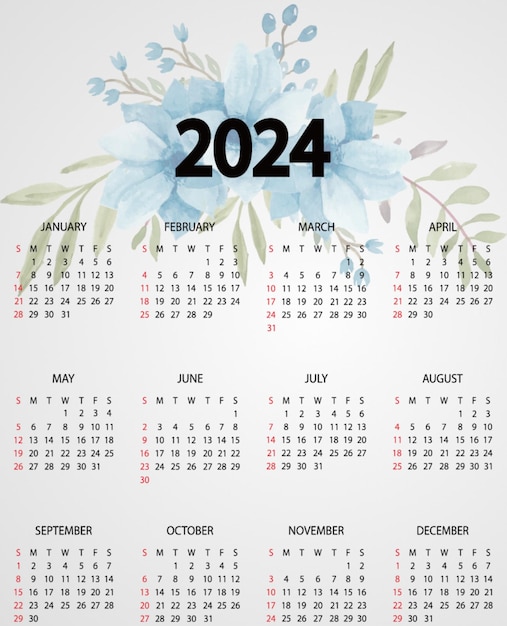 plantilla de calendario inglés de 2024 planear y organizar eventos vector