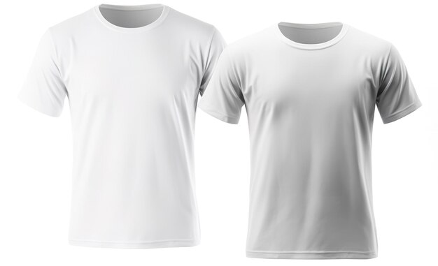 La plantilla de camiseta blanca para hombres de dos lados aislados sobre un fondo blanco genera ai