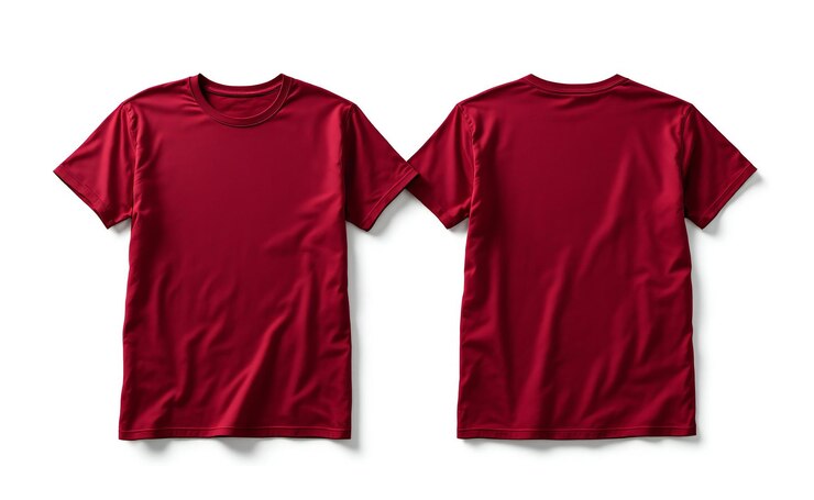 plantilla de camiseta marrón masculina mostrada desde ambos lados en un maniquí invisible para maquetas de diseño