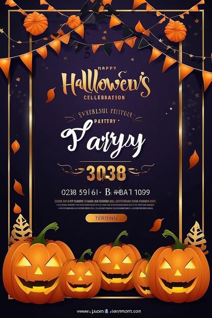 Foto plantilla de cartel de fiesta de celebración de halloween con linternas de jack