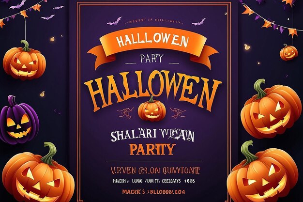 plantilla de cartel de fiesta de celebración de Halloween con linternas de jack