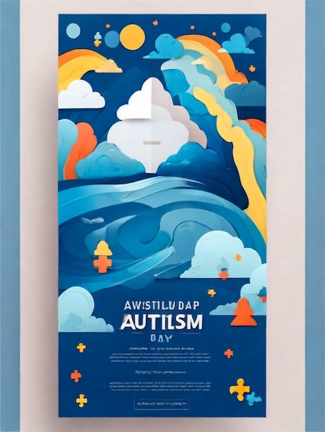 plantilla de cartel vertical para el Día Mundial de Concienciación sobre el Autismo