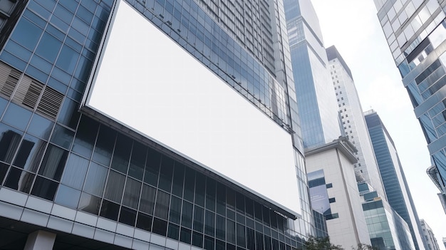 Foto plantilla de cartelera de maqueta blanca vacía en un entorno de ciudad moderna