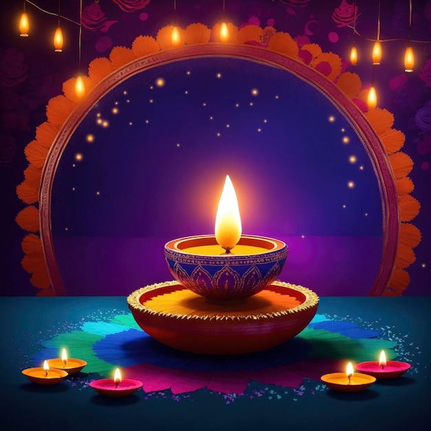 Una plantilla de celebración de Diwali que irradia brillo