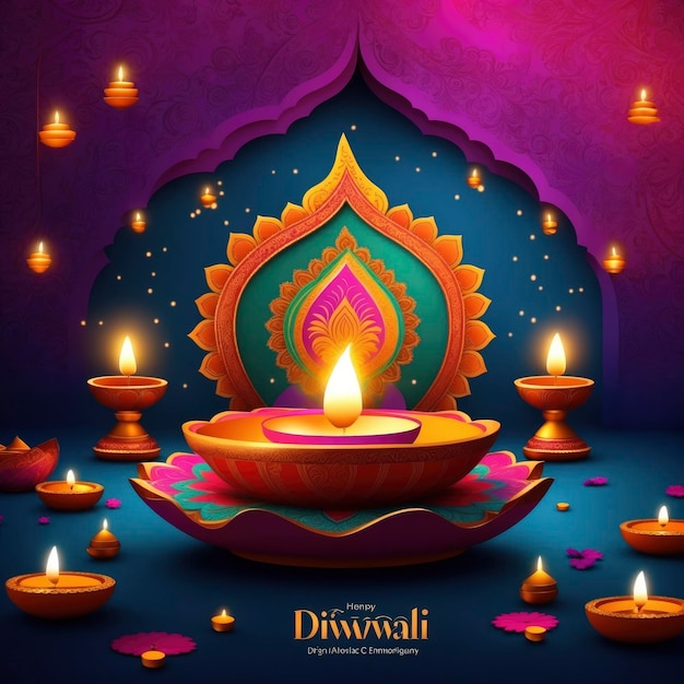 Una plantilla de celebración de Diwali que irradia brillo