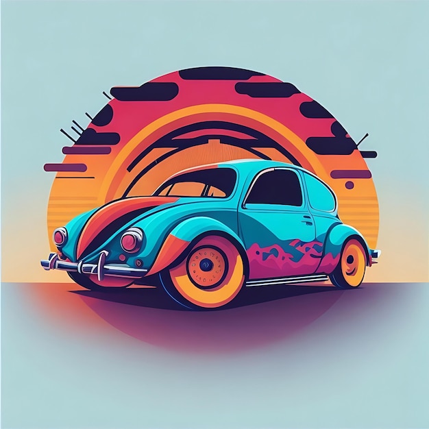 Foto plantilla de coche vectorial abstracto brillante icono de arte vibrante con un acabado elegante que capta la atención