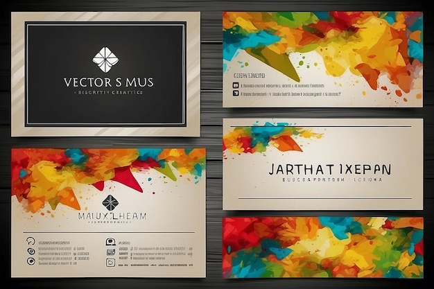 Foto plantilla de conjunto de tarjetas de visita creativas abstractas vectoriales