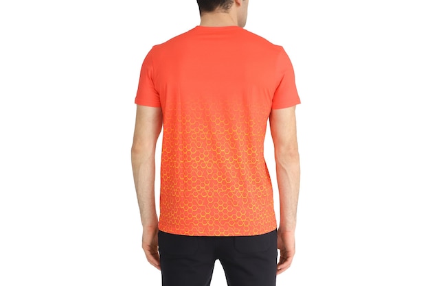 Plantilla de diseño de camisetas de hombre de color naranjaCopiar espacio