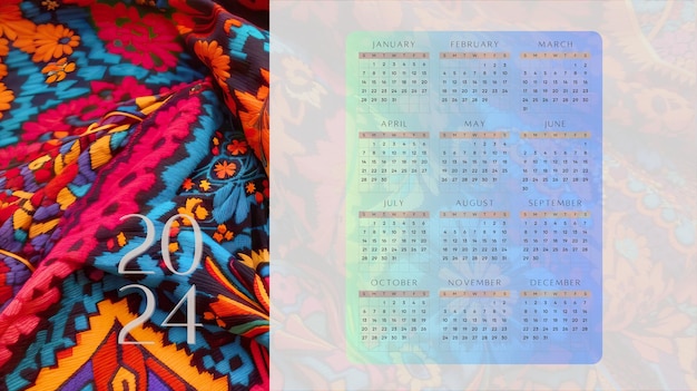 Foto plantilla de diseño decorativo del año calendario 2024