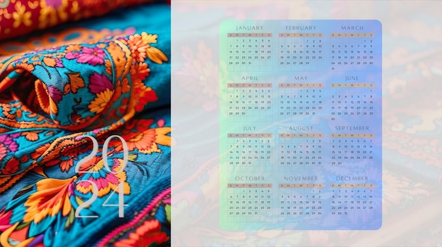 Foto plantilla de diseño decorativo del año calendario 2024