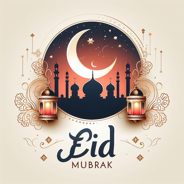 plantilla de diseño de Eid Mubarak e ilustración