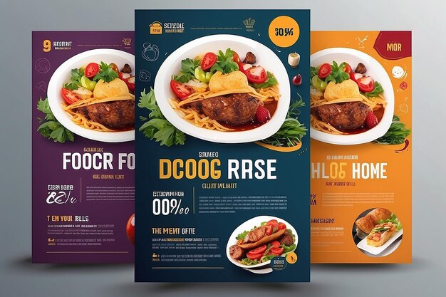 Foto plantilla de diseño de folletos de comida deliciosa para su negocio de restaurantes