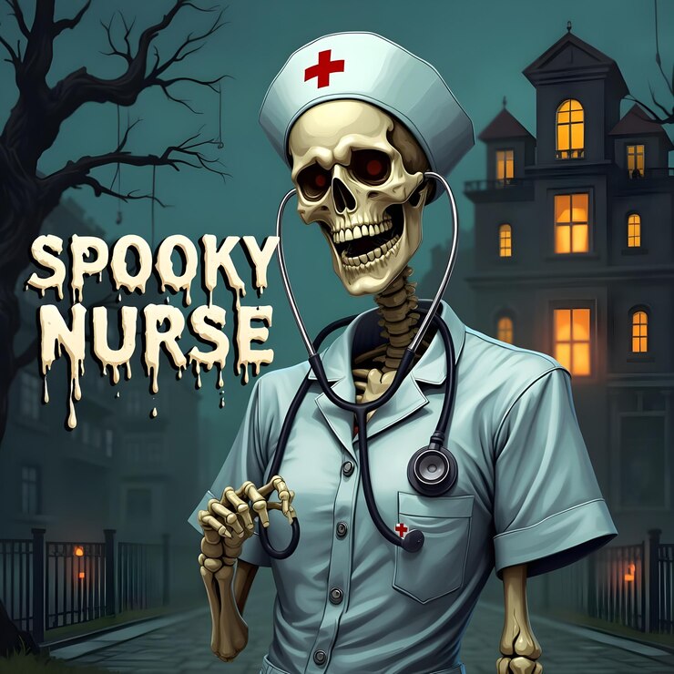 plantilla de diseño de halloween de la enfermera espeluznante