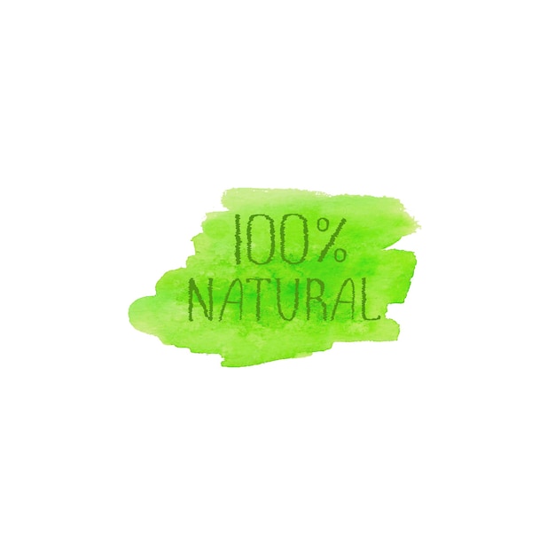 Plantilla de diseño de logotipo de concepto de productos naturales Emblema de etiqueta dibujada a mano acuarela verde