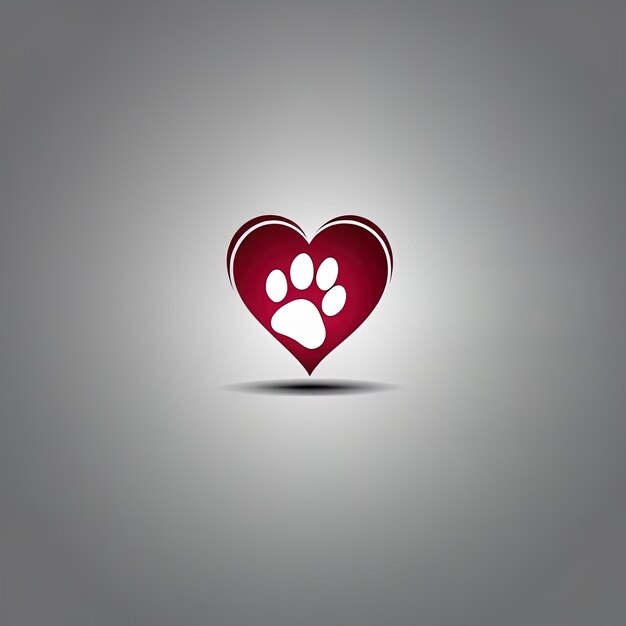 Foto plantilla de diseño de logotipo de vector de pata de corazónicono de corazón sobre fondo rojo vector de signo de corazón