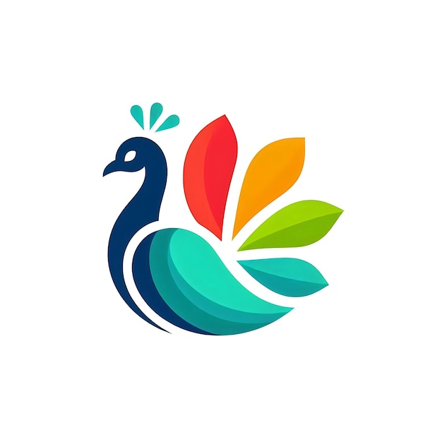 plantilla de diseño de logotipo vectorial del pavo real Icono de pavo real de colores