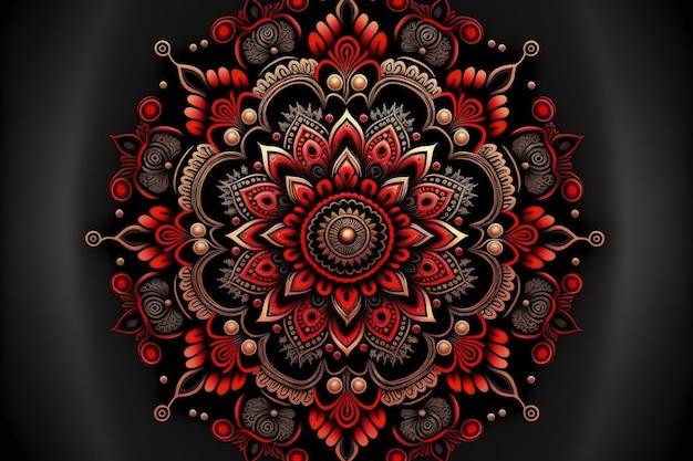 Plantilla de diseño de mandala en rojo y negro para Alpona