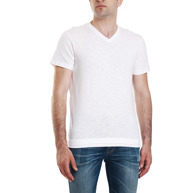 Plantilla de diseño de maqueta de camisetas de hombre blanco maqueta