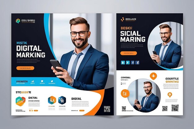 plantilla de diseño de publicaciones en redes sociales corporativas para el perfil de negocio de marketing digital de vector premium