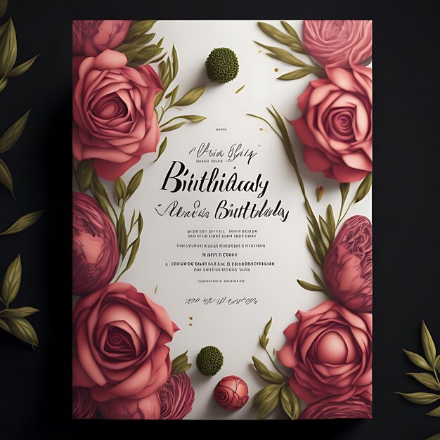 Foto plantilla de diseño realista de invitación de cumpleaños