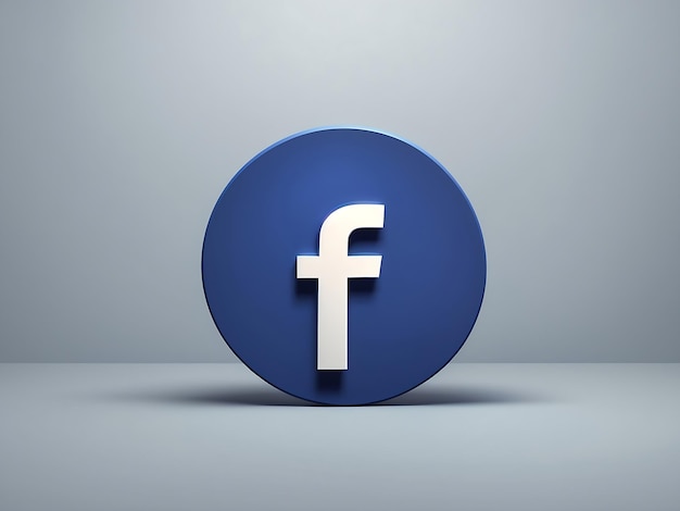 Plantilla de diseño simple mínimo del logotipo de Facebook con espacio de copia 3D