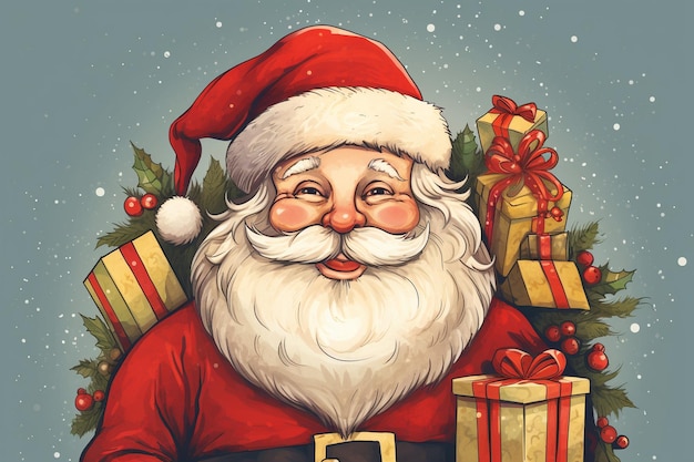 Plantilla de diseño de tarjeta navideña con santa claus