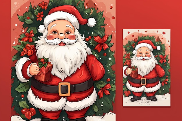 Plantilla de diseño de tarjeta navideña con santa claus