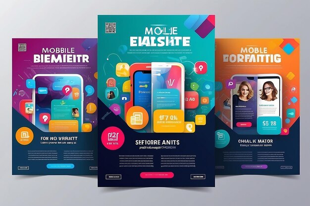 Foto plantilla de diseño de volante de promoción de aplicaciones móviles plantilla de publicidad de aplicaciones móviles publicación en redes sociales y plantilla de banner web diseño de anuncios de sitios web