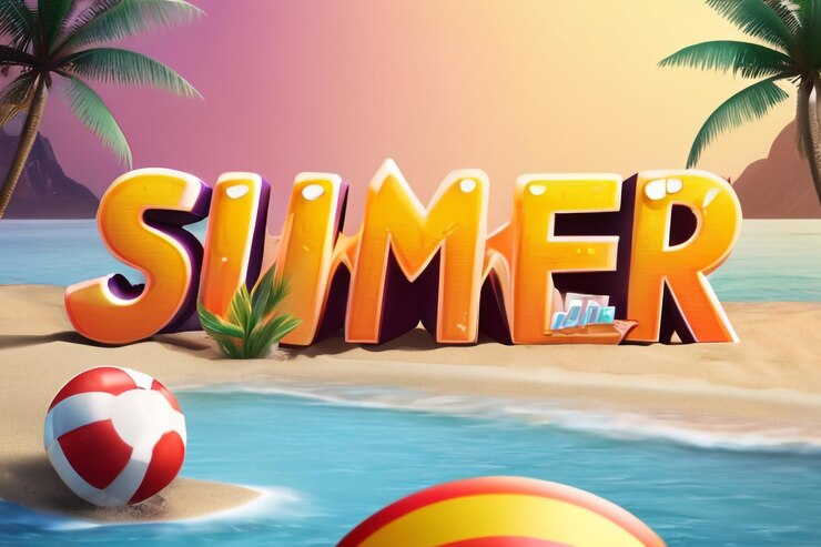 Foto plantilla de efecto de texto editable de verano 3d