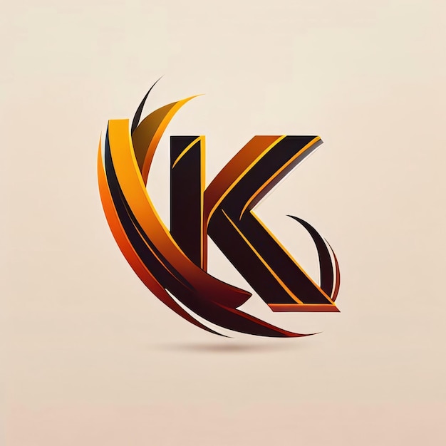 Foto plantilla de elemento de icono del logotipo de la empresa 3d letra k naranja negro swoosh