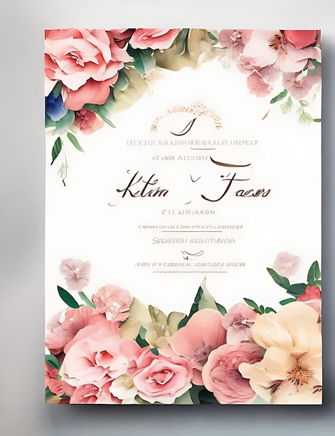 Foto plantilla floral de invitación de boda vectorial