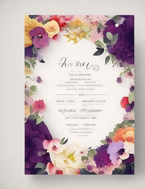 plantilla floral de invitación de boda vectorial