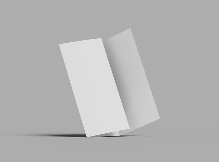 Plantilla de folleto A4 Trifold en blanco para presentar su diseño en 3D