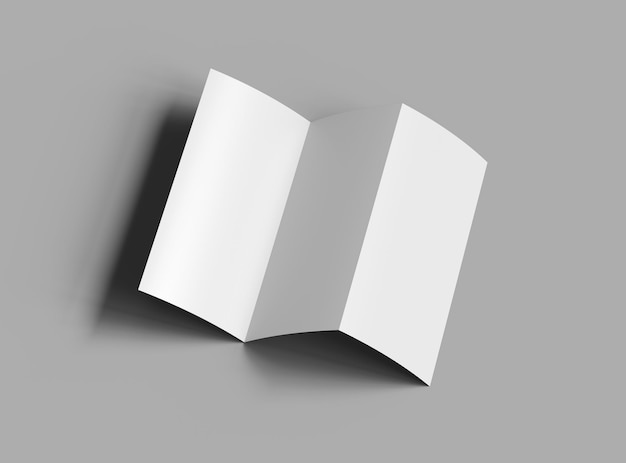 Plantilla de folleto A4 Trifold en blanco para presentar su diseño en 3D