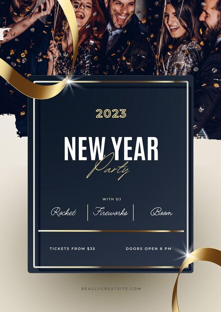 Foto plantilla de folleto para la fiesta de año nuevo 1