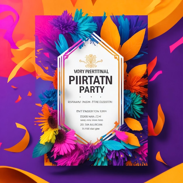 Foto plantilla de folleto de fiesta diseño vectorial abstracto pintura de fondo