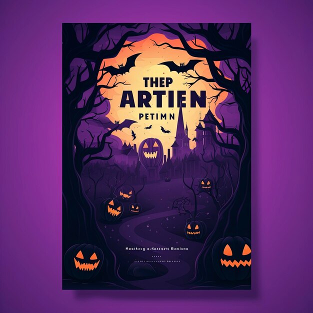 plantilla de folleto de la fiesta de halloween en diseño plano hd