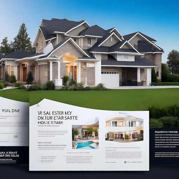 Foto plantilla de folleto de negocios inmobiliarios diseño de folleto para la venta de propiedades paquete de diseño de folleto inmobiliario