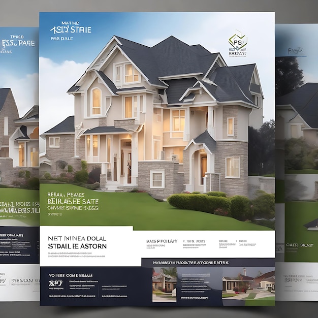 Foto plantilla de folleto de negocios inmobiliarios diseño de folleto para la venta de propiedades paquete de diseño de folleto inmobiliario
