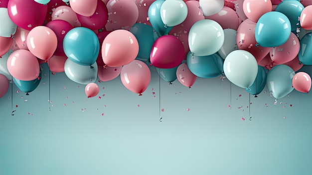 plantilla de fondo festivo con globos en un fondo azul