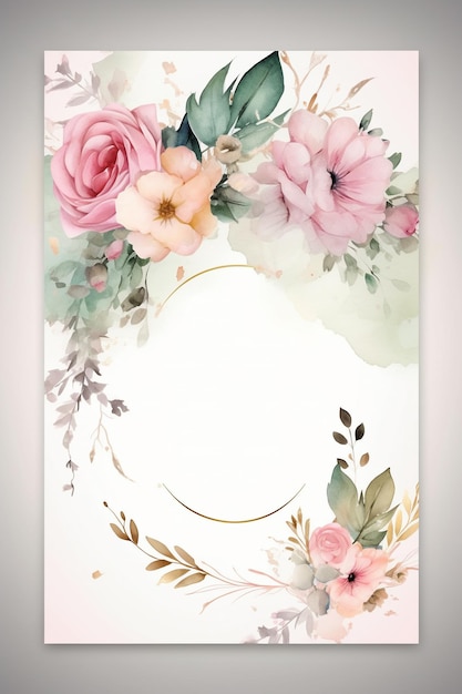 Foto plantilla de fondo de ilustración de decoración floral simple colorida arreglo creativo de naturaleza y flores bueno para banner tarjeta de boda invitación proyecto saludos de cumpleaños y elemento de diseño