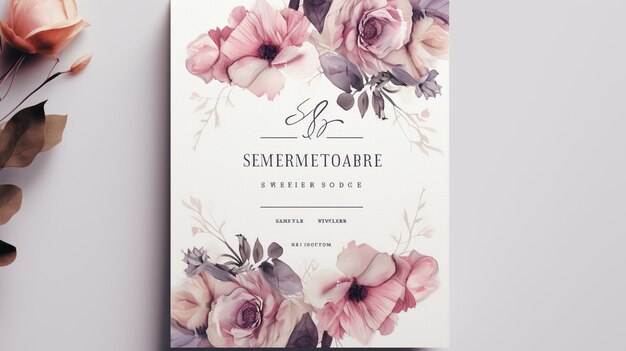 plantilla gratuita de invitación floral para bodas PSD