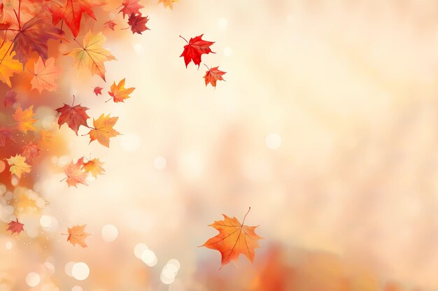 plantilla hermosa maqueta de banner con vuelo otoño hojas amarillas levitación generativa ai