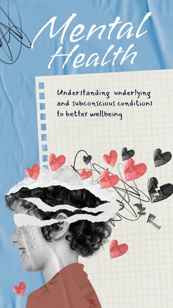 plantilla de historia de Instagram de salud mental diseño de collage de papel surrealista