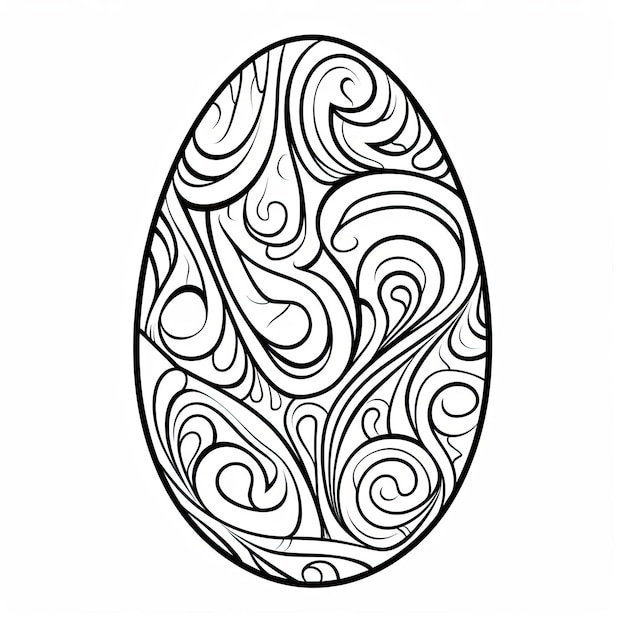 Foto plantilla de huevo de pascua en el estilo del art nouveau líneas fluidas orgánicas