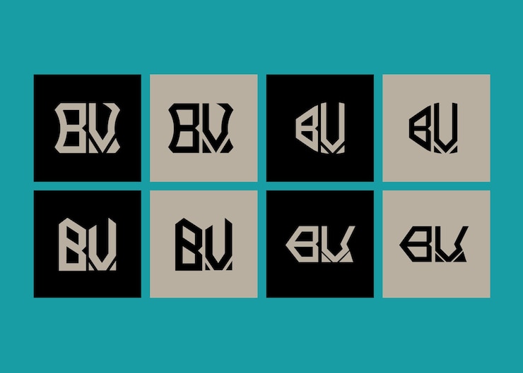 Foto plantilla de icono de vector de diseño de logotipo moderno inicial bv