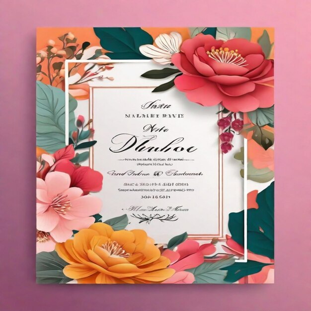 Plantilla de invitación de boda de lujo y floral