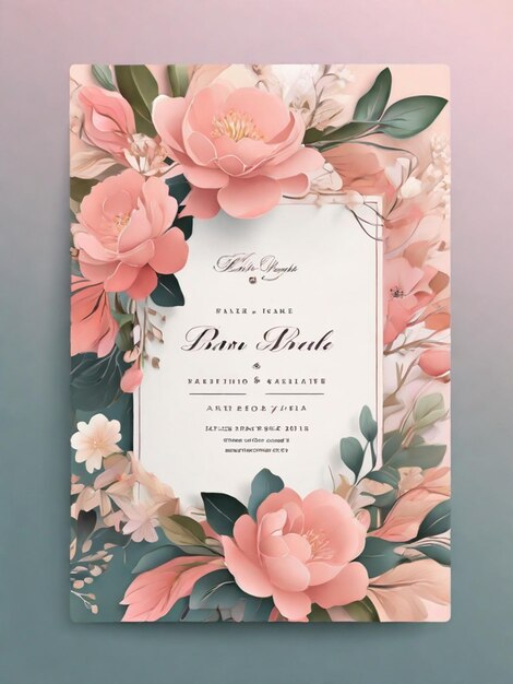 Plantilla de invitación de boda de lujo y floral